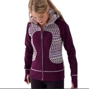 Lululemon Sz 6 Deep Plum Purple Mountain Fair Isle Scuba Hoodie